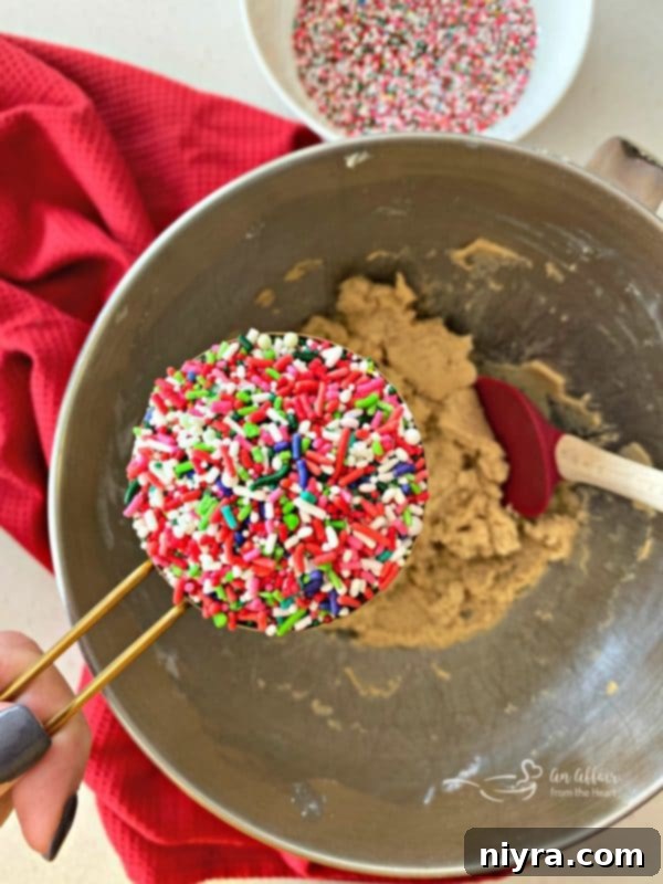 Cookie dough with sprinkles mixed in