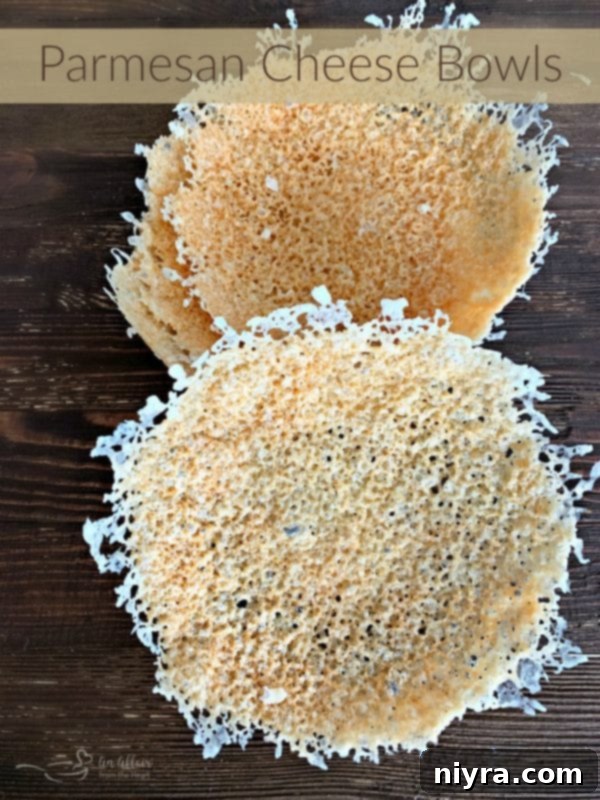 Beautifully Crafted Parmesan Cheese Bowls, ready for filling with salad or appetizers.