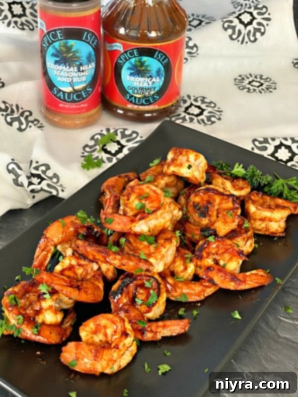 Spicy Caribbean Shrimp Appetizer featuring Spice Isle Sauces