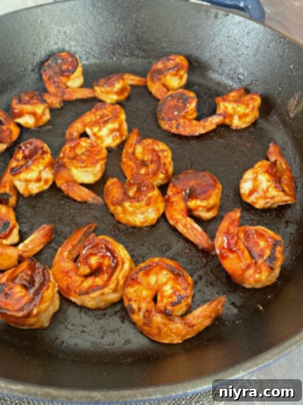 Spicy Caribbean Shrimp Appetizer in skillet