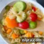 Easy French Vinaigrette Pasta Salad close up