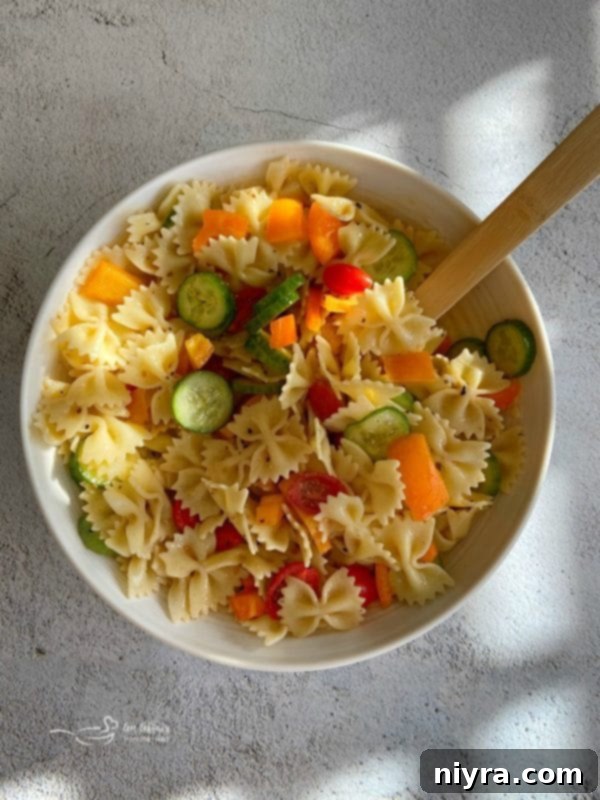 Bowlful of Easy French Vinaigrette Pasta Salad