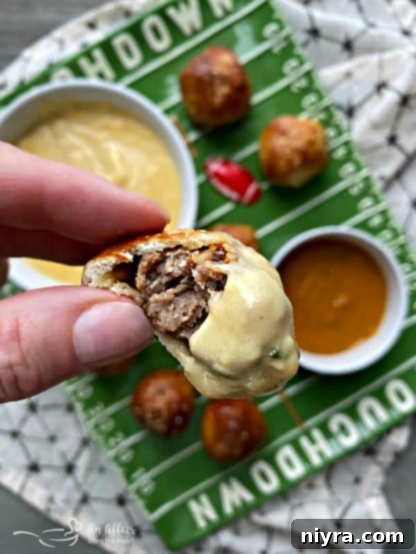 Sausage Pretzel Bombs with Tangy Cheese Dip 16 Sausage Pretzel Bombs with a side of Mustard Cheese Sauce