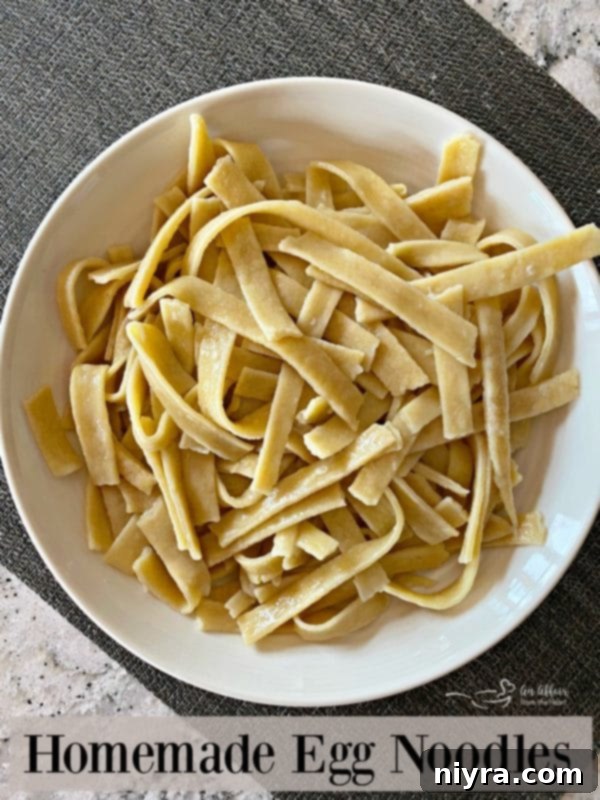 Homemade egg noodles presented beautifully