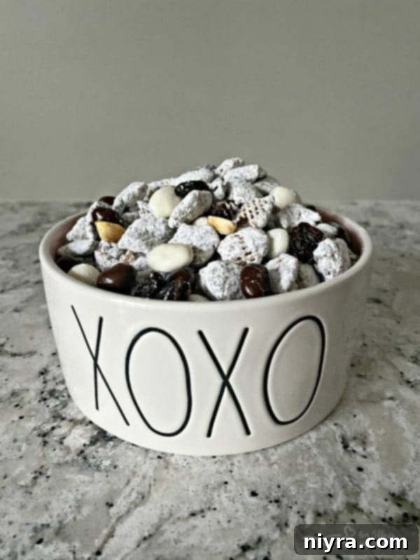 Tuxedo Muddy Buddies XOXO Rae Dunn Bowl