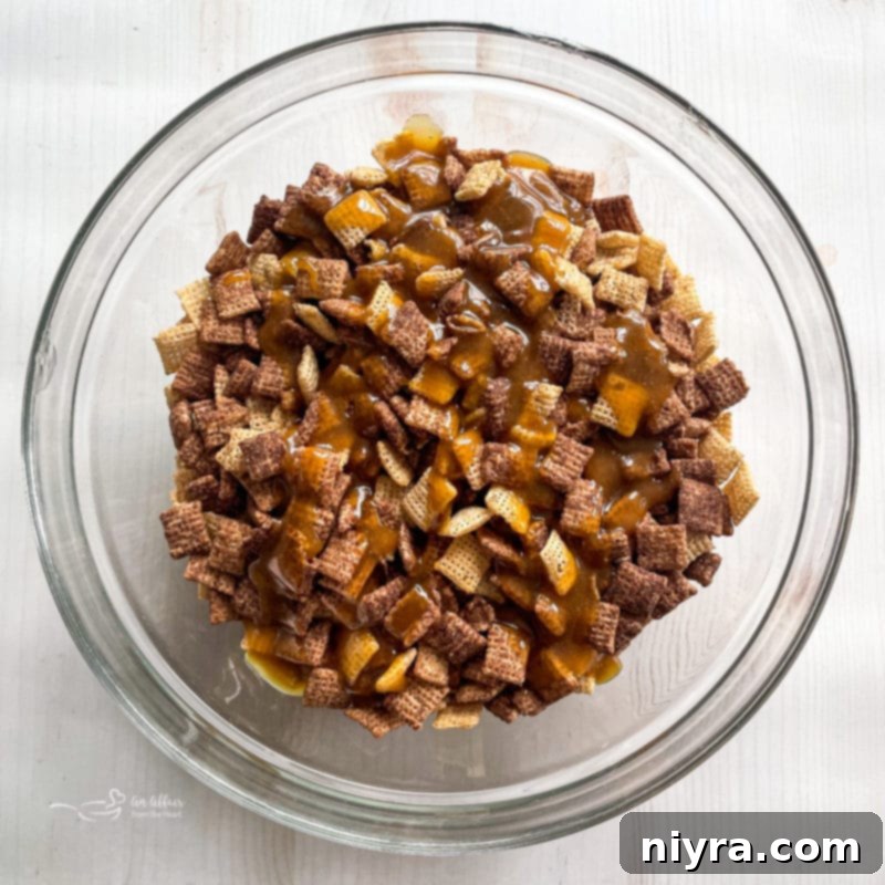 Caramel coating ingredients in a measuring cup