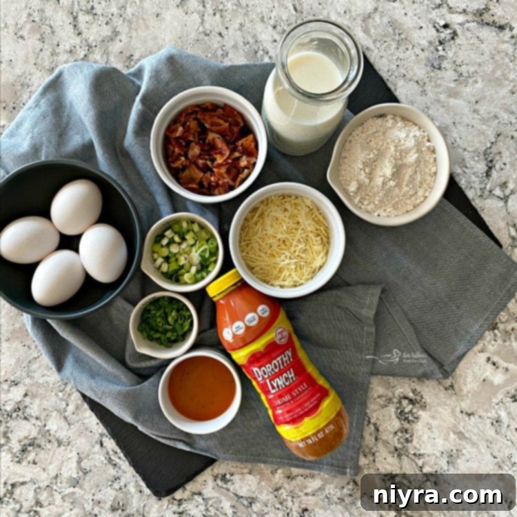 Ingredients for Impossible Pie with Bacon Swiss