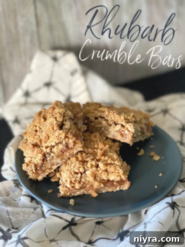 Full tray of baked Rhubarb Crumble Bars