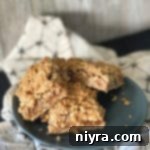 Rhubarb Crumble Bars on plate