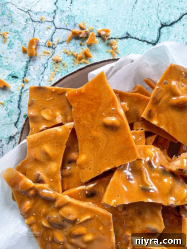 Delicious homemade peanut brittle pieces