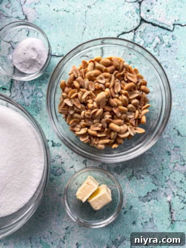 Ingredients for making peanut brittle