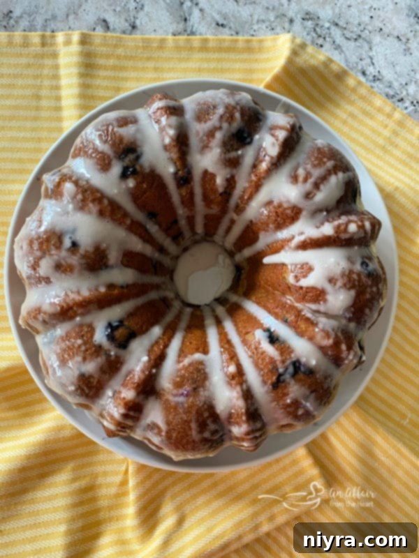 Decorated Blueberry Banana Bundt Cake with Glaze and Buttercream