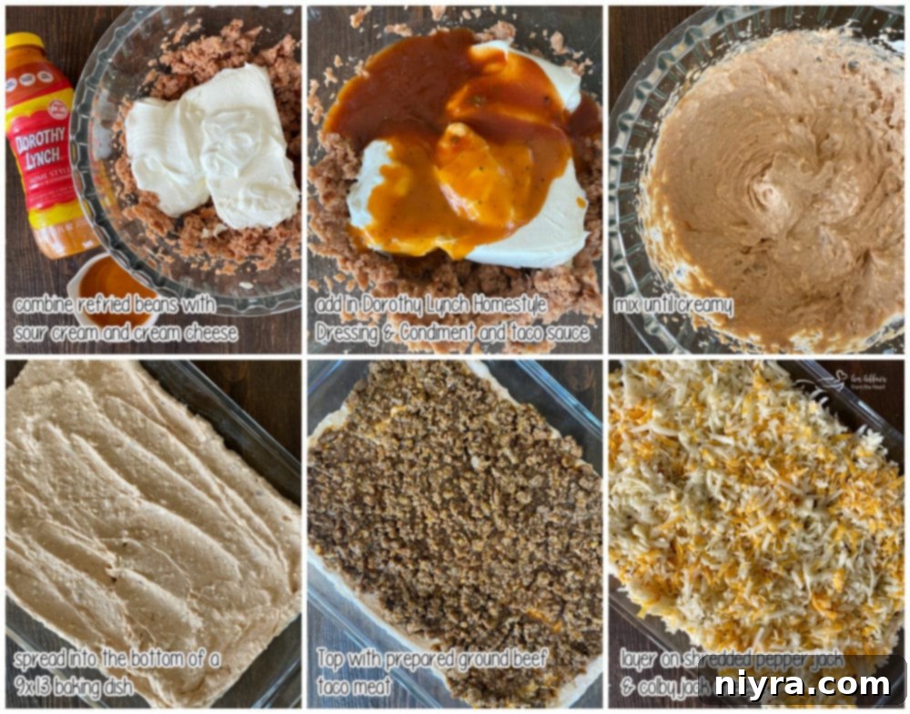 Ingredients for Dorothy's Hot Taco Dip laid out before preparation