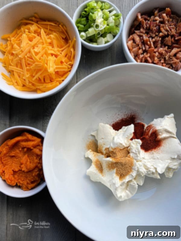 Smoky Bacon & Creamy Pumpkin Cheese Dip 4 Savory Pumpkin Cheese Dip with Bacon served with crackers and vegetables