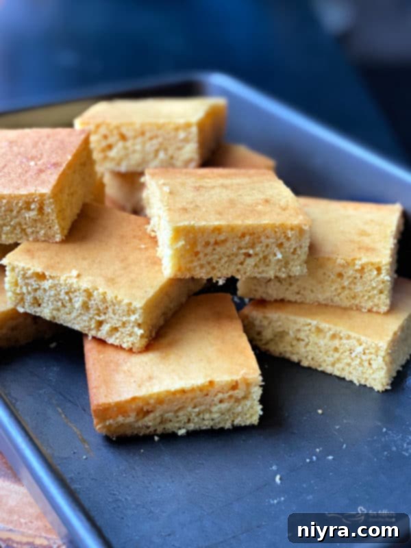 Freshly baked honey cornbread ready to serve