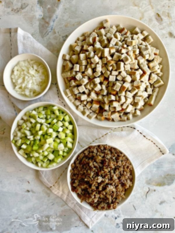 Ingredients for Mom's Sausage & Sage Dressing