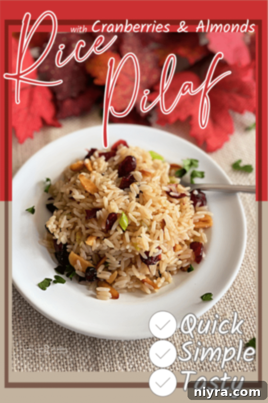 Cranberry Almond Rice Pilaf in a bowl, perfect for sharing.