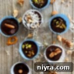 Overhead of chocolate candy cups