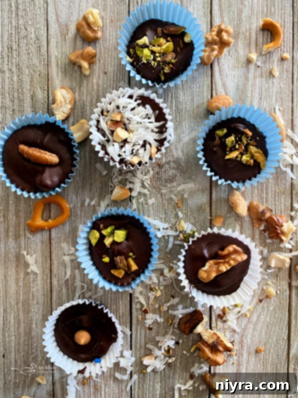 Chocolate candy cups with a variety of festive sprinkles