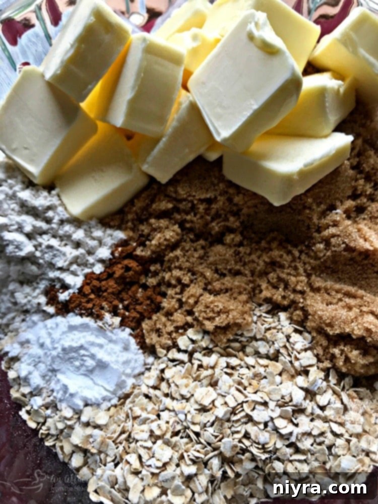 Mixing the Buttery Oatmeal Topping for Apple Crisp