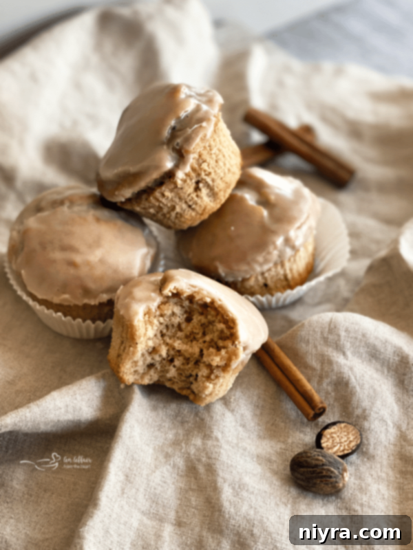 Glistening Spice Muffins 7 Another view of Spiced Glazed Muffins, perfectly glazed and arranged temptingly, ideal for Pinterest sharing