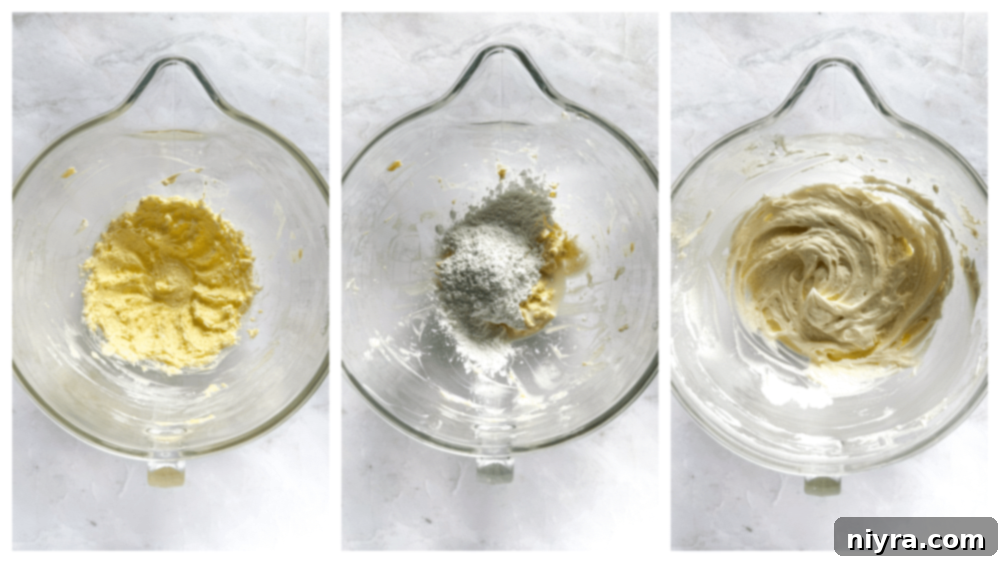 Mixing cookie dough in a stand mixer.