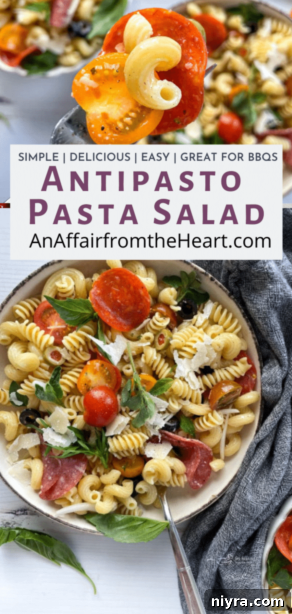 Italian Deli Pasta Salad 10 One bowl filled with antipasto salad