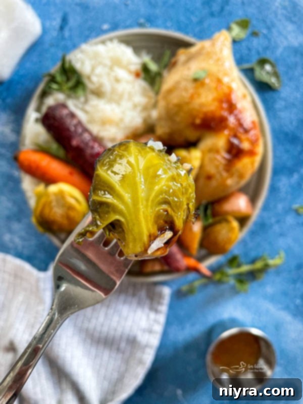 Close view of Brussel sprout on fork