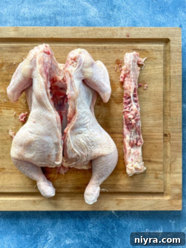 Chicken with backbone removed
