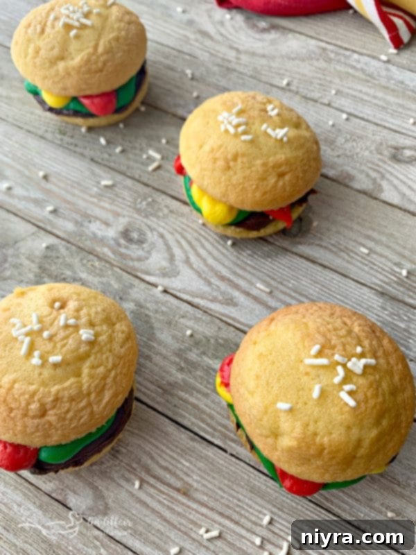 Hamburger Cupcakes with sesame seed sprinkles
