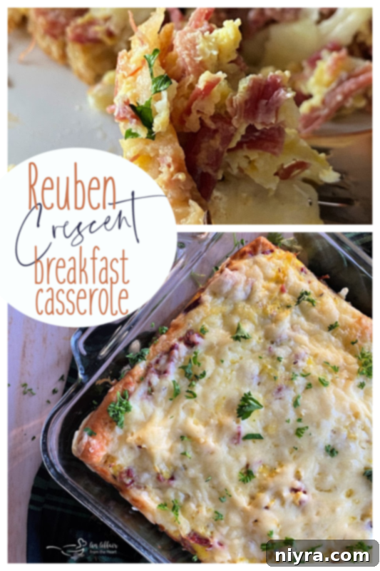 Reuben Crescent Breakfast Casserole collage for Pinterest