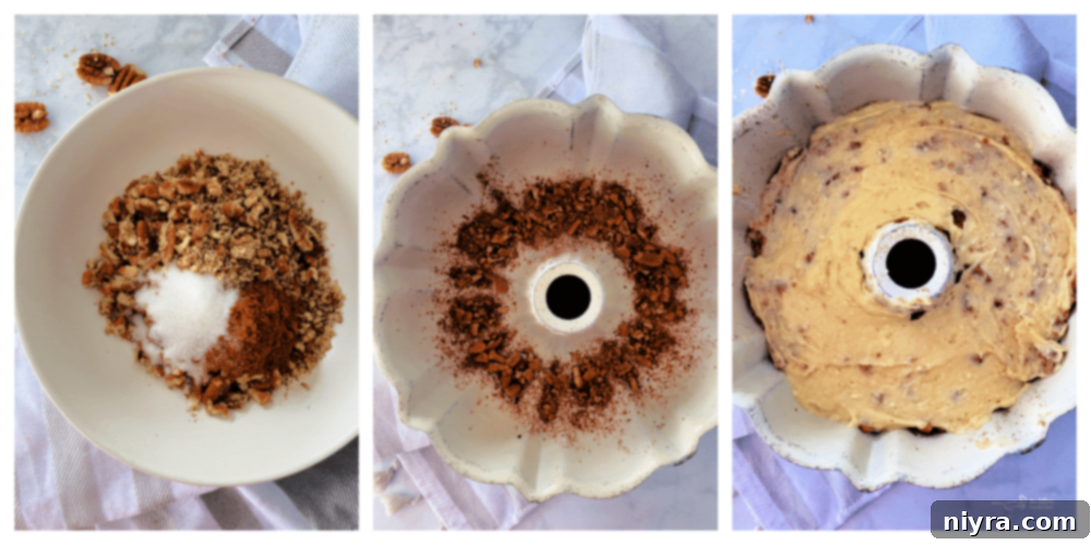 Step-by-step instructions for layering coffee cake