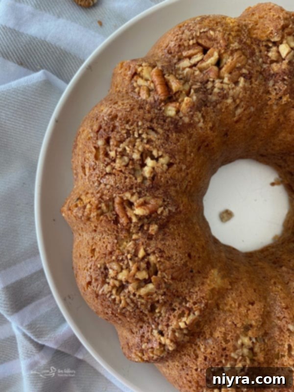 Sour Cream Coffee Cake in bundt pan before baking