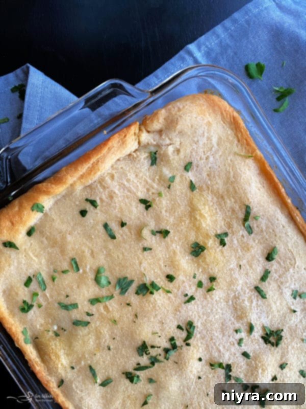 Swiss Mushroom Runza Bake 9 Freshly baked Swiss Cheese Mushroom Runza Casserole, cut into squares on a serving plate.