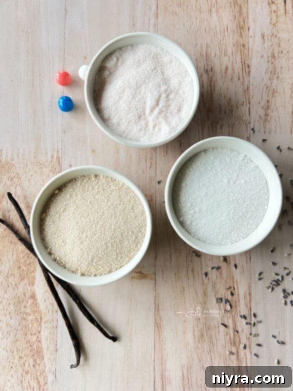 A person stirring granulated sugar and extract in a small bowl with a fork, ensuring thorough mixing.