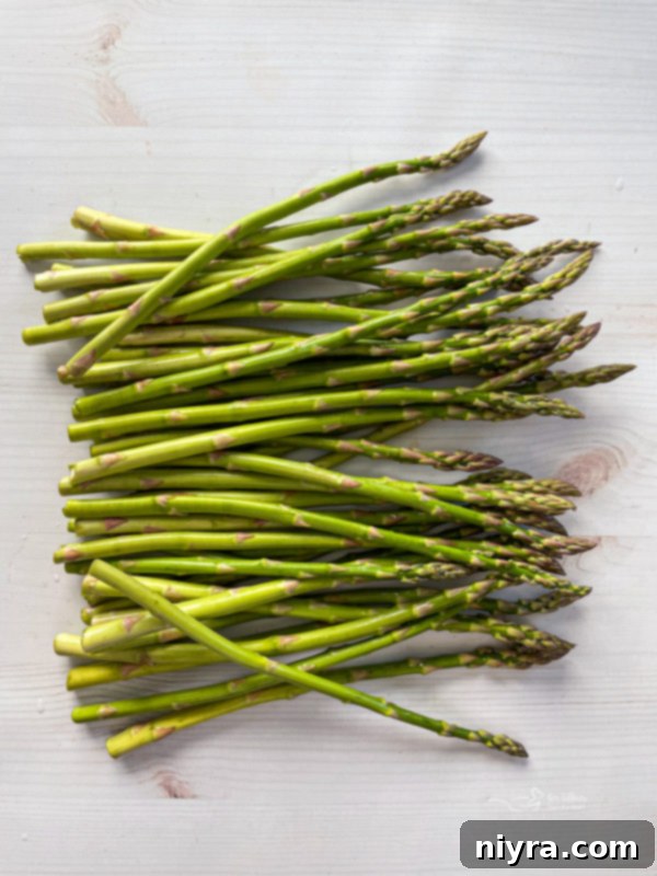 Top view of a bundle of asparagus