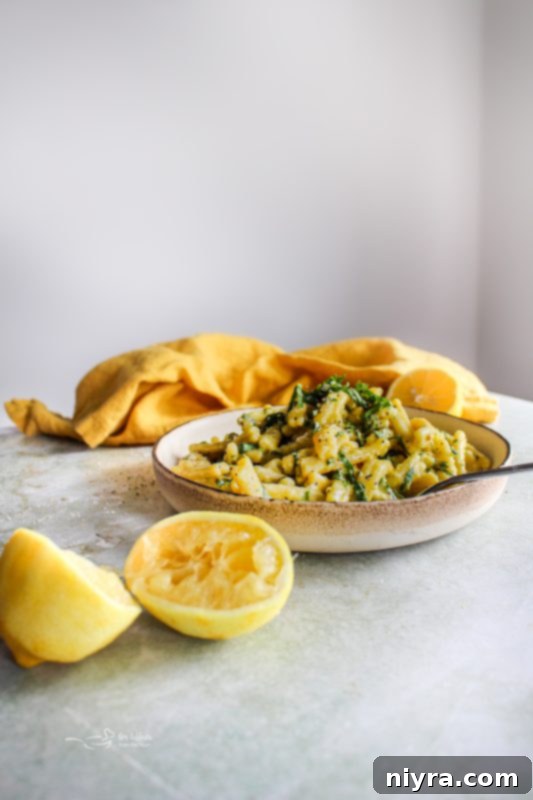 Lemon Basil Pasta Salad in a bowl
