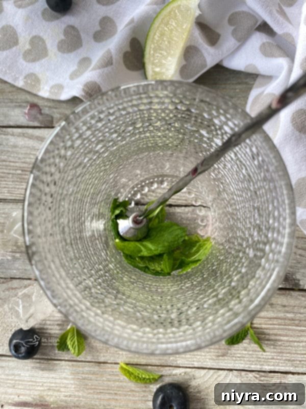 Step-by-step Blueberry Mojito preparation