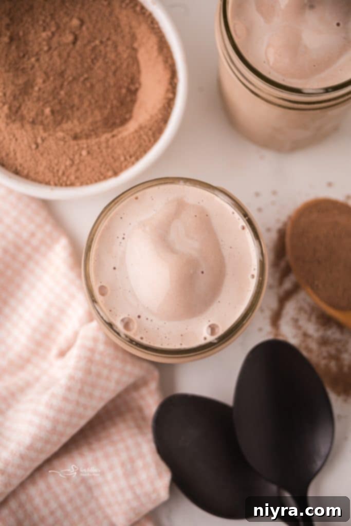 A close-up of the four essential ingredients laid out for making the homemade Frosty.