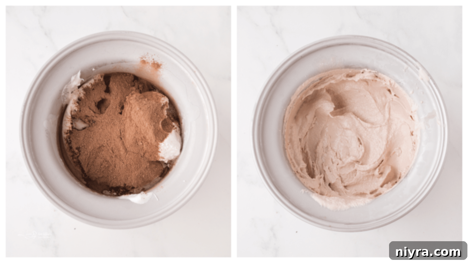Step-by-step image of combining ingredients in an ice cream machine for homemade Frosty.