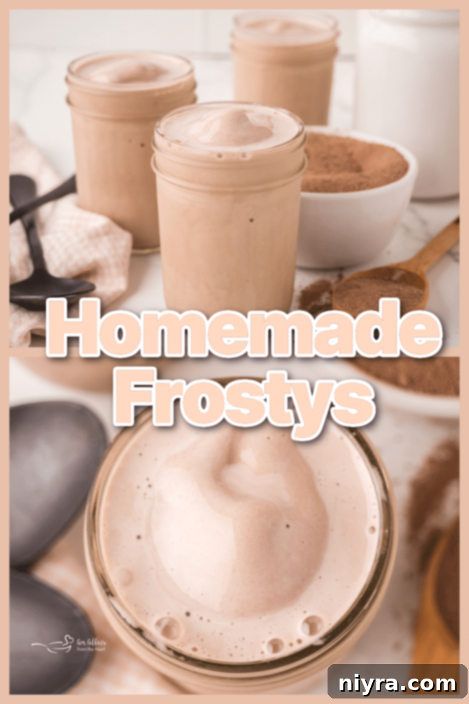 A Pinterest-friendly image of the homemade Wendy's Frosty, encouraging users to pin it.