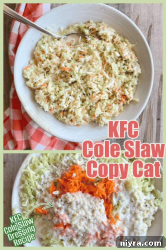Pinterest graphic for KFC Cole Slaw Copy Cat