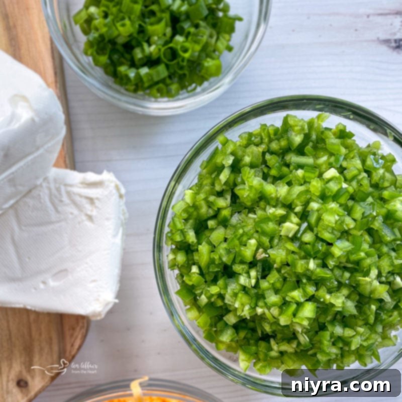 Baked Jalapeño Popper Dip 5 jalapeño in bowl