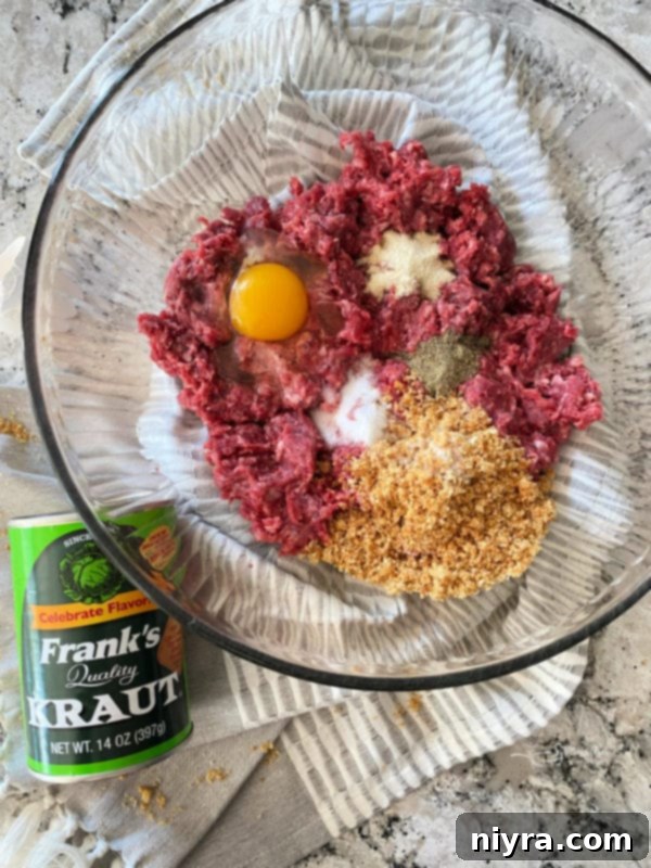 Bowl of ground beef mixture with spices