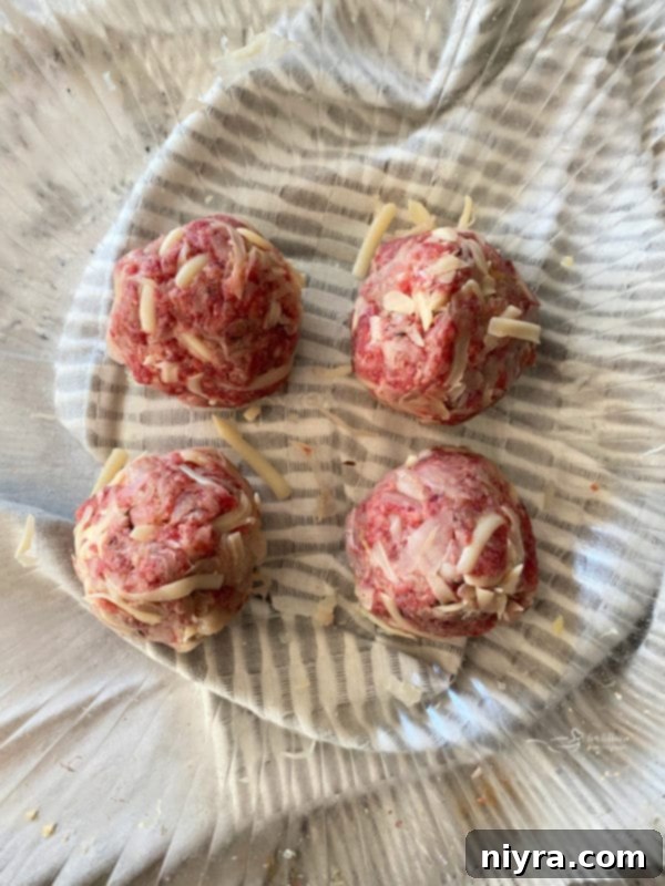 Meatballs formed from the kraut and cheese mixture