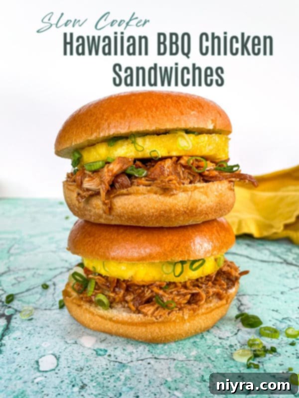 Hawaiian BBQ chicken sandwich served with pineapple and green onion