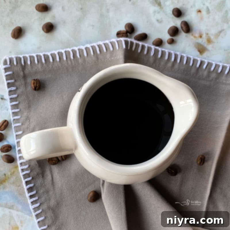 Coffee and rum mixture in a bowl