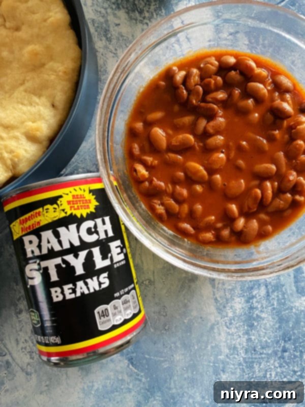 Native American Fry Bread Tacos 10 A bowl of Ranch Style Beans, ready for Indian Tacos.