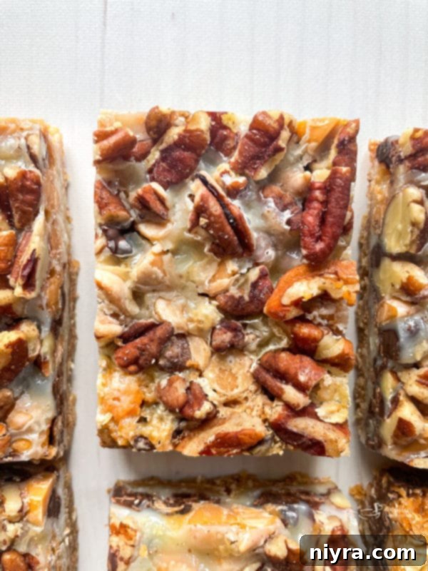 seven layer cookies on white board