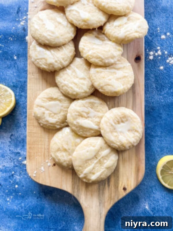 Pinterest graphic: Chewy Glazed Lemon Cookies